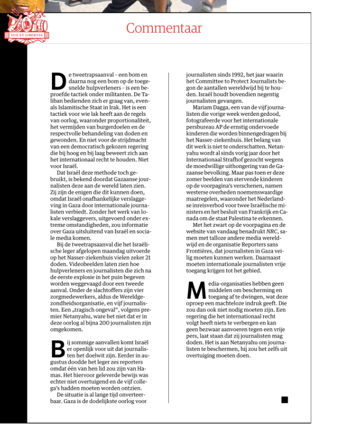 Hoofdredactioneel commentaar.